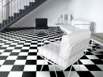 sol pvc damier blanc - noir 2m cfl-s1